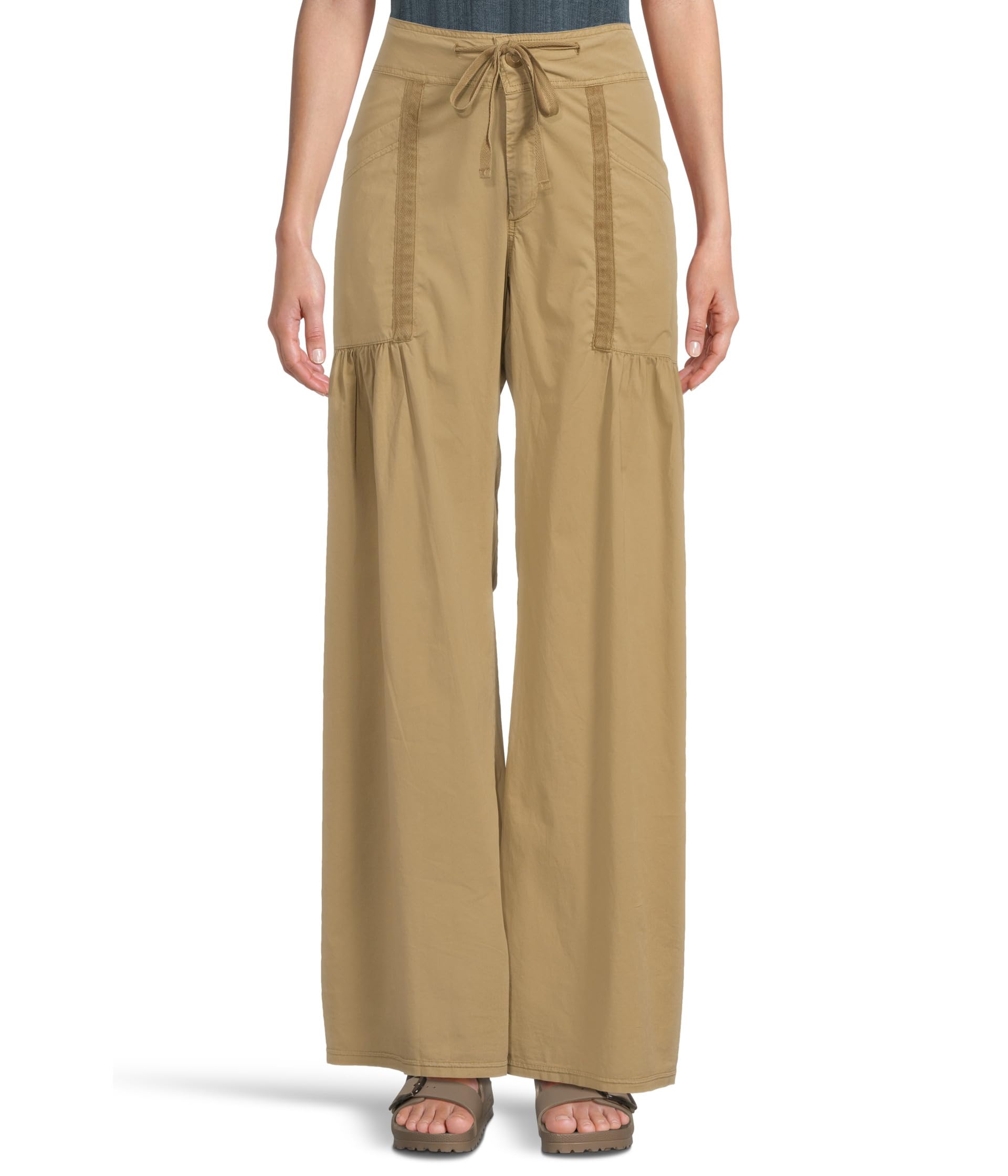 XCVI Womens Willow Wide-Leg Pants in Stretch Poplin