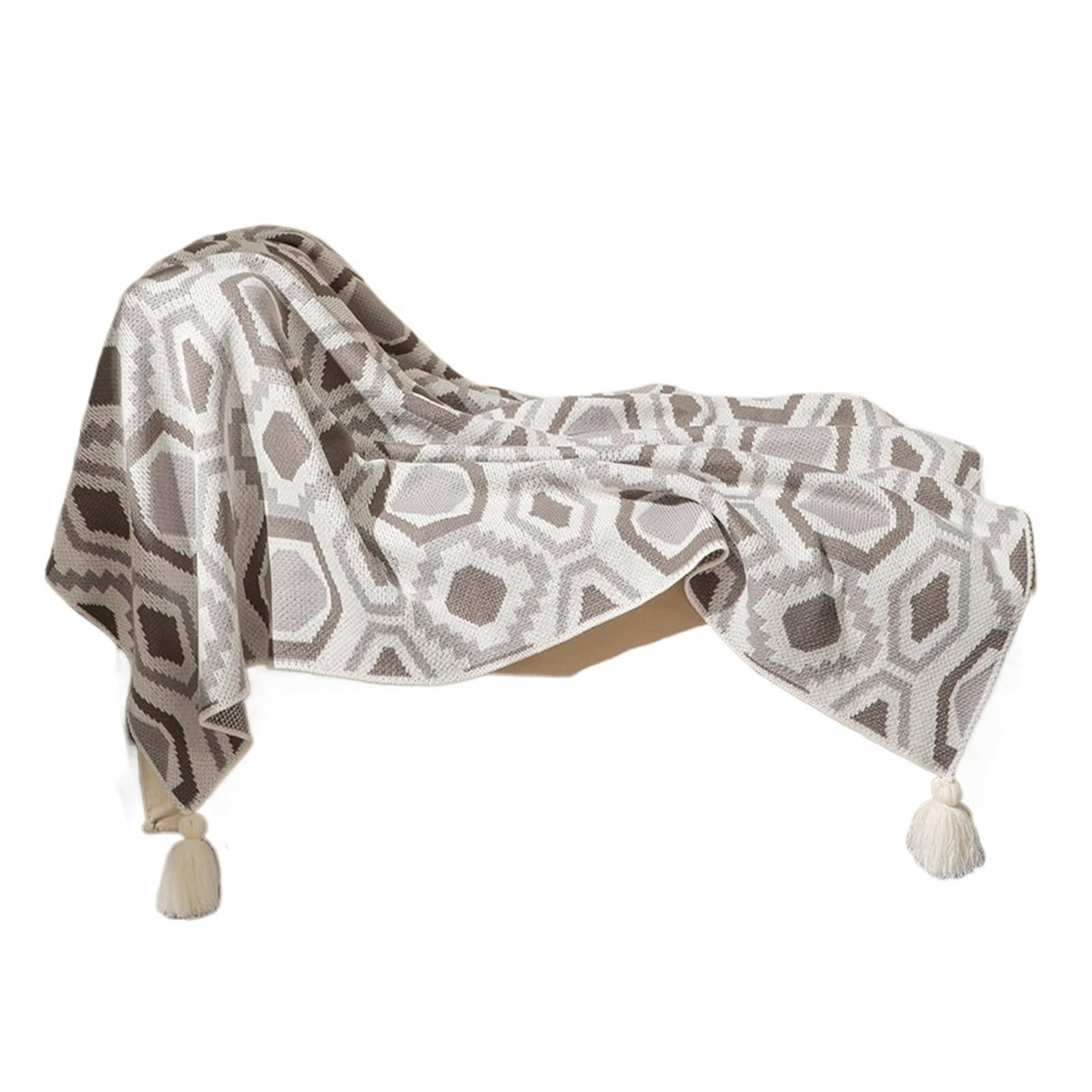 Couverture canapé tricotée grise 130x160 cm plaid doux coloré