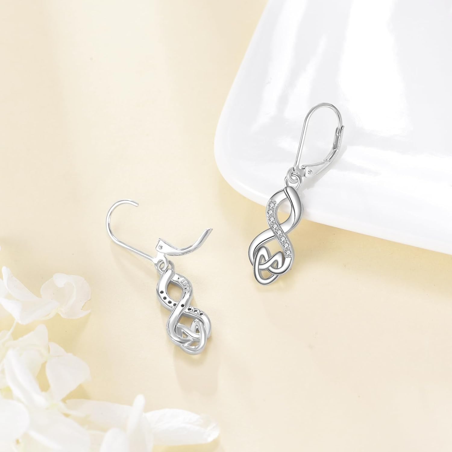 Infinity Earrings 925 Sterling Silver Infinity Dangle Earrings Infinite Heart Jewelry for Women
