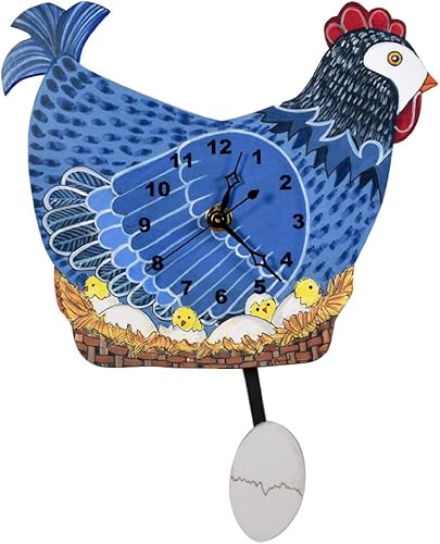 Miniatura 2 de American Made - Reloj de pared con péndulo de huevo, 11.5 x 9 pulgadas, color azul
