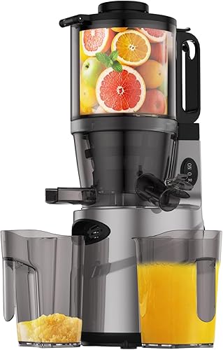 Exprimidor de prensa en frío - Máquinas exprimidoras lentas con canal de alimentación de 5.5 pulgadas, exprimidor masticador para frutas y verduras