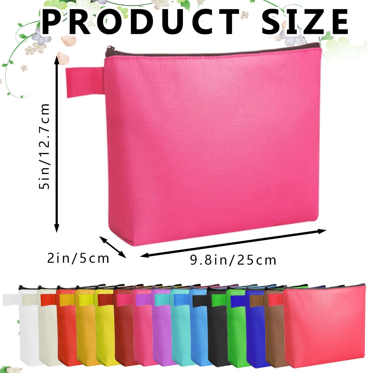 Bolsas de maquillaje de lona, bolsas de cosméticos a granel con cremallera, bolsa de aseo de viaje, Varios colores, 9.8 x 5 x 2 Inch