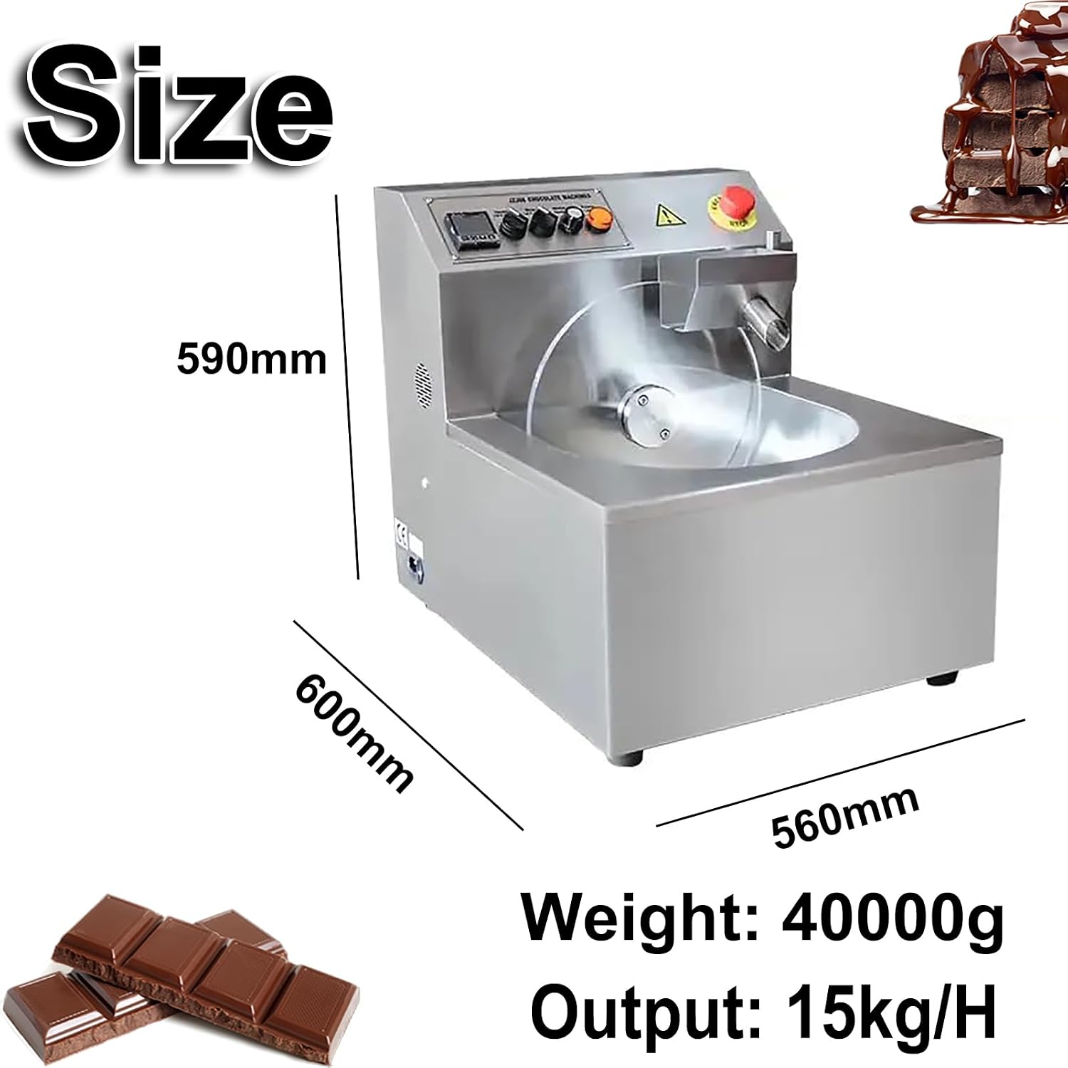 Commercial Chocolate Melting Pot, 1000W Chocolate Tempering 15 kg/h Output, Stainless Steel Mixer Tempering Machine, Chocolate Melting Unit Chocolate