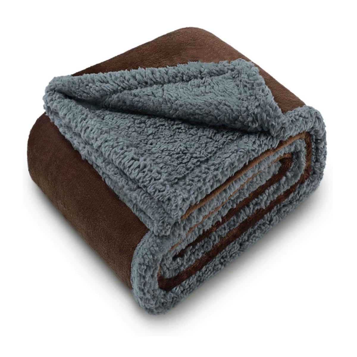 Waterproof Pet Blanket Jacquard Sherpa Fleece Dog Blankets, Washable Reversible Pet Sofa Bed Cover for Kitten Puppy, Warm Cat Dogs Throw Blanket (Grey-coffee,145x216cm)