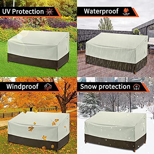 Lbw Outdoor Bench Couch Cover Patio Loveseat Cover Waterproof Veranda Furniture Cover Heavy Duty Deep 2-Seater Garden Park Sofa Cover With Air Vent And Handle, 76Inch Lx 32.6Inch Dx31 Hinch #TOP1