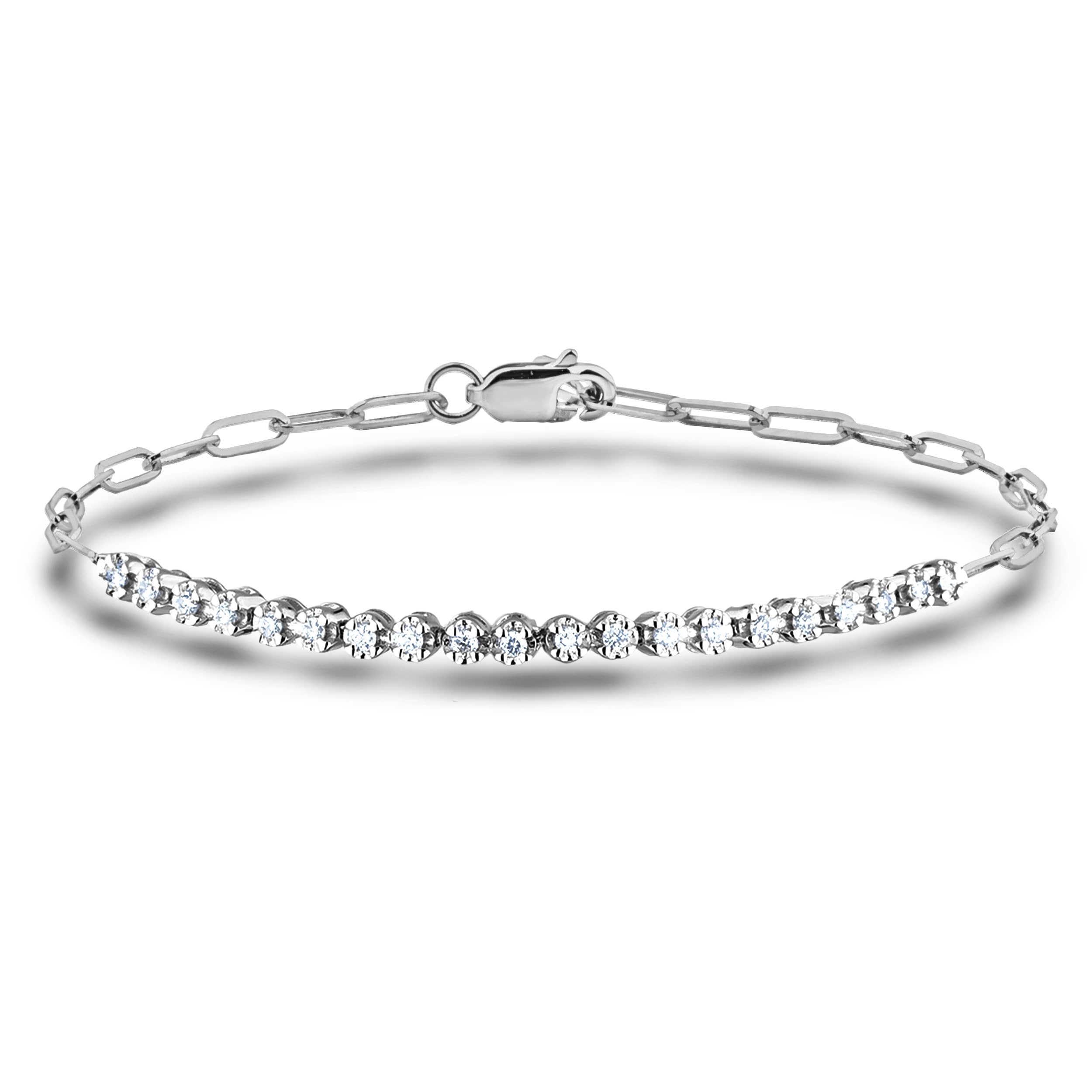 Polar Light Signature Canadian Diamond Charm Bracelet in .925 Sterling Silver - Choice of Rolo or Paperclip Style Chain