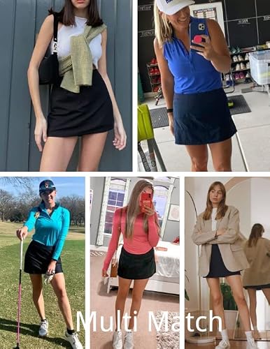 Ekouaer Athletic Skorts Tight Skirts Tennis Running Golf Sports Workout Short Black #TOP4
