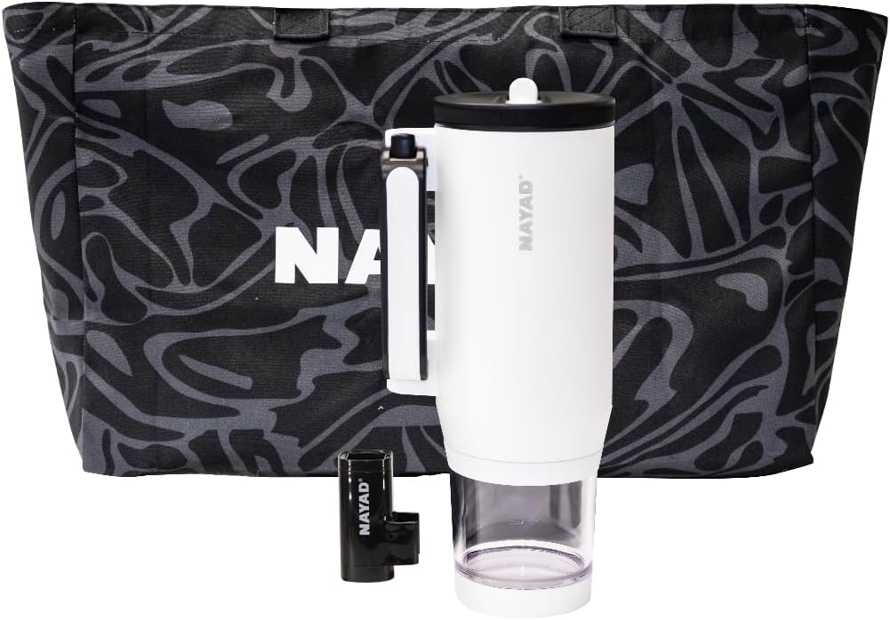 NAYAD 22 oz Flip Straw Tumbler with Handle & 10oz Snack Container Insulated Stainless Steel Water Bottle with Foldable Handle Dual Lids for Travel Gym Car Daily Use Gift for Valentine's Day(white)