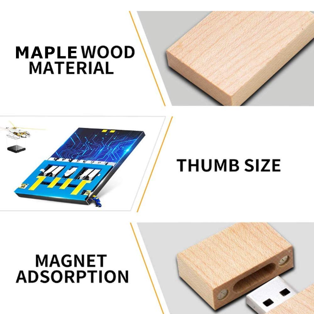 10 Unidades USB2.0 de 32GB, Unidades Flash a Granel Anloter de Madera USB Flash Drive Pack de Memoria de Nogal para Almacenamiento de Fecha de Alta Velocidad 2.0 (32GB, 10 Unidades de Madera de Arce)