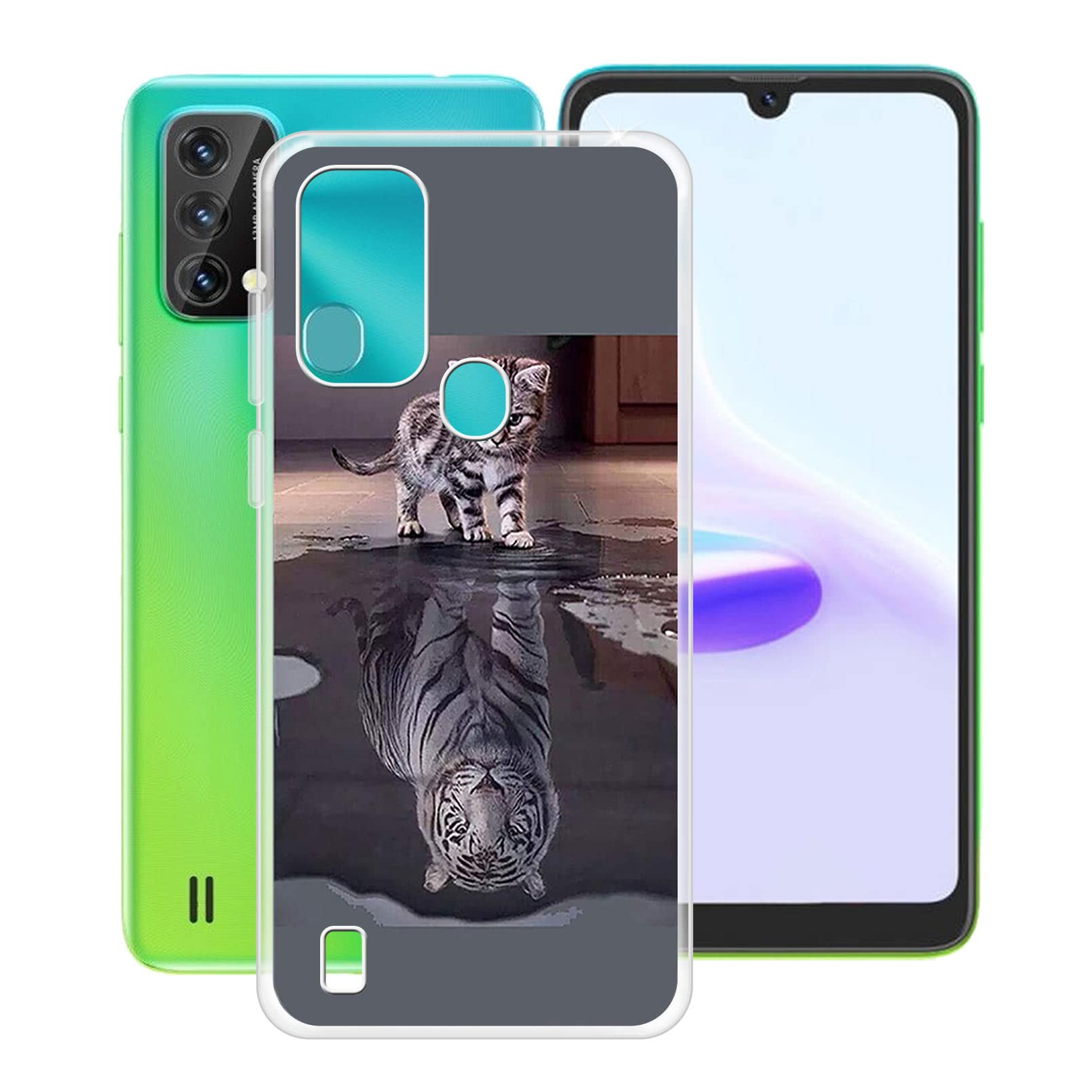 Phone Case for Blackview A50 Case (6.09 Inch), Clear Shockproof X Anti-Scratch Soft Silicone Gel Shell, Ultra-Thin Anti-Yellow TPU Bumper Cover for Blackview A50 - Cat in Water