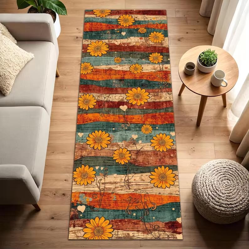 Tapis de couloir bohème anti-salissure pour protéger l'entrée et la cuisine