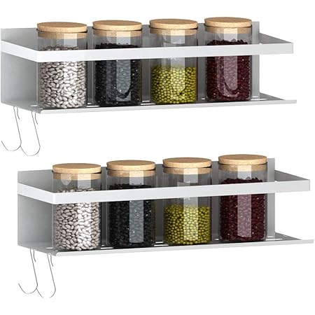 Amazon Co Jp 収納 キッチン スパイスラック 磁石 2個セット 調味料ラック サイドラック 浴室棚 冷蔵庫 洗濯機 金属 白色 省スペース ホーム キッチン
