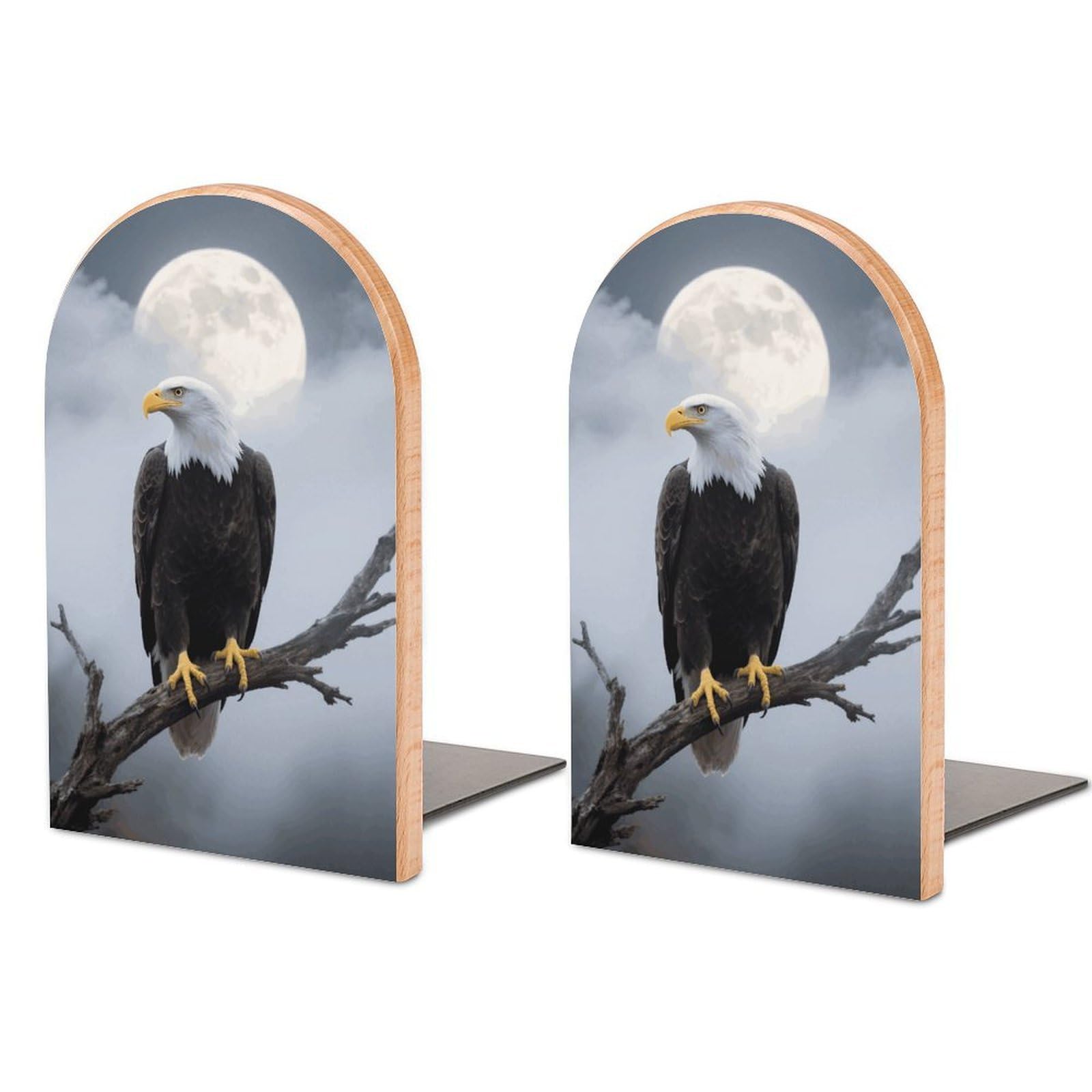 Serre-livres aigle en bois pleine lune, cadeau idéal pour bureau et maison
