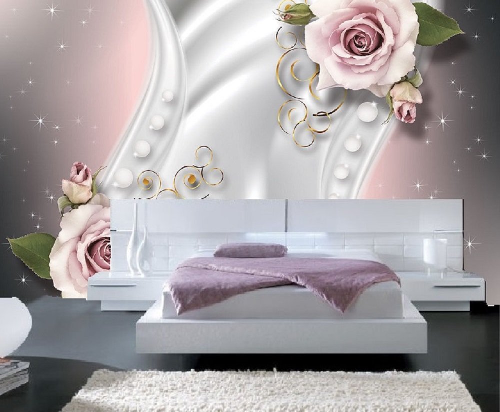 Papier peint 3D moderne rose fleur classique de dimension XXL 415cmx254cm