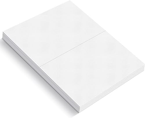 Miniatura 10 de Reskid Paquete de 50 hojas de papel perforado grueso de cartulina blanca de 110 libras, 8.5 x 11 pulgadas con 2 por página, 4.25 x 11 pulgadas,