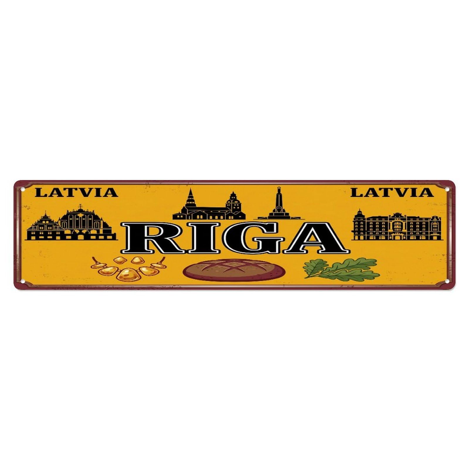 Tgrcjimh Style Metal Tin Sign Vintage Travel Riga Latvia Church River