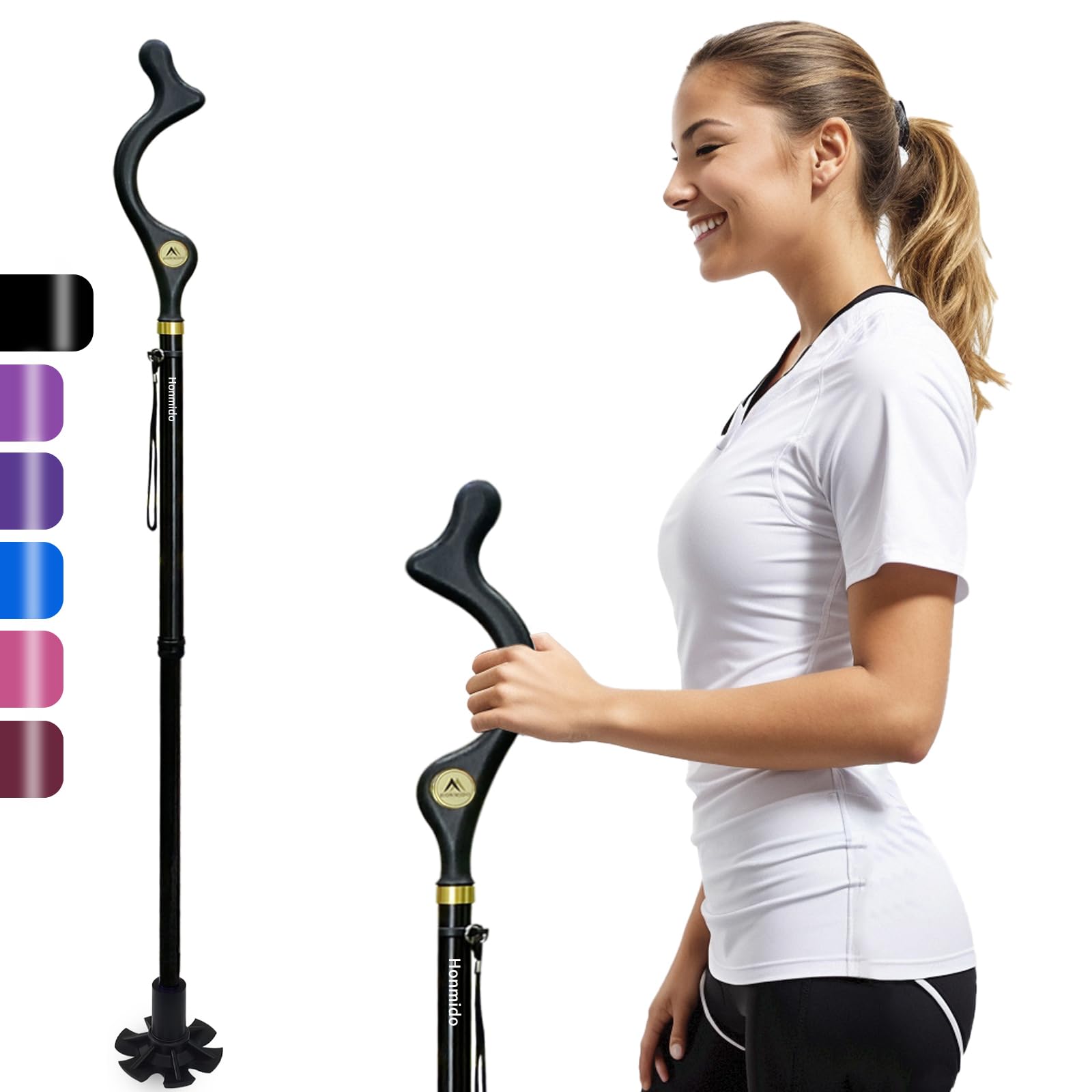 Walking Sticks Foldable for Men & Women Seniors for Balance,Self Standing Folding Cane,Height Adjustable Anti-Slip Lightweight Alloy Walking Stick Collapsable for Travel Mobility Aid