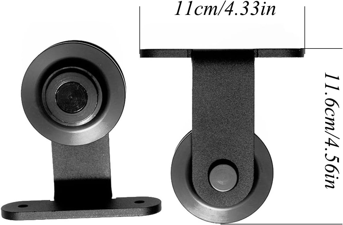 LWZH 15.5FT Heavy Duty Sliding Barn Door Hardware Track Hanging Barn Door Hardware Kit (Black Double Door Sliding Rail)