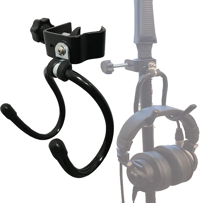 Headphone Hanger Stand Mount, ClampOn Universal Accessory Holder, for Studio