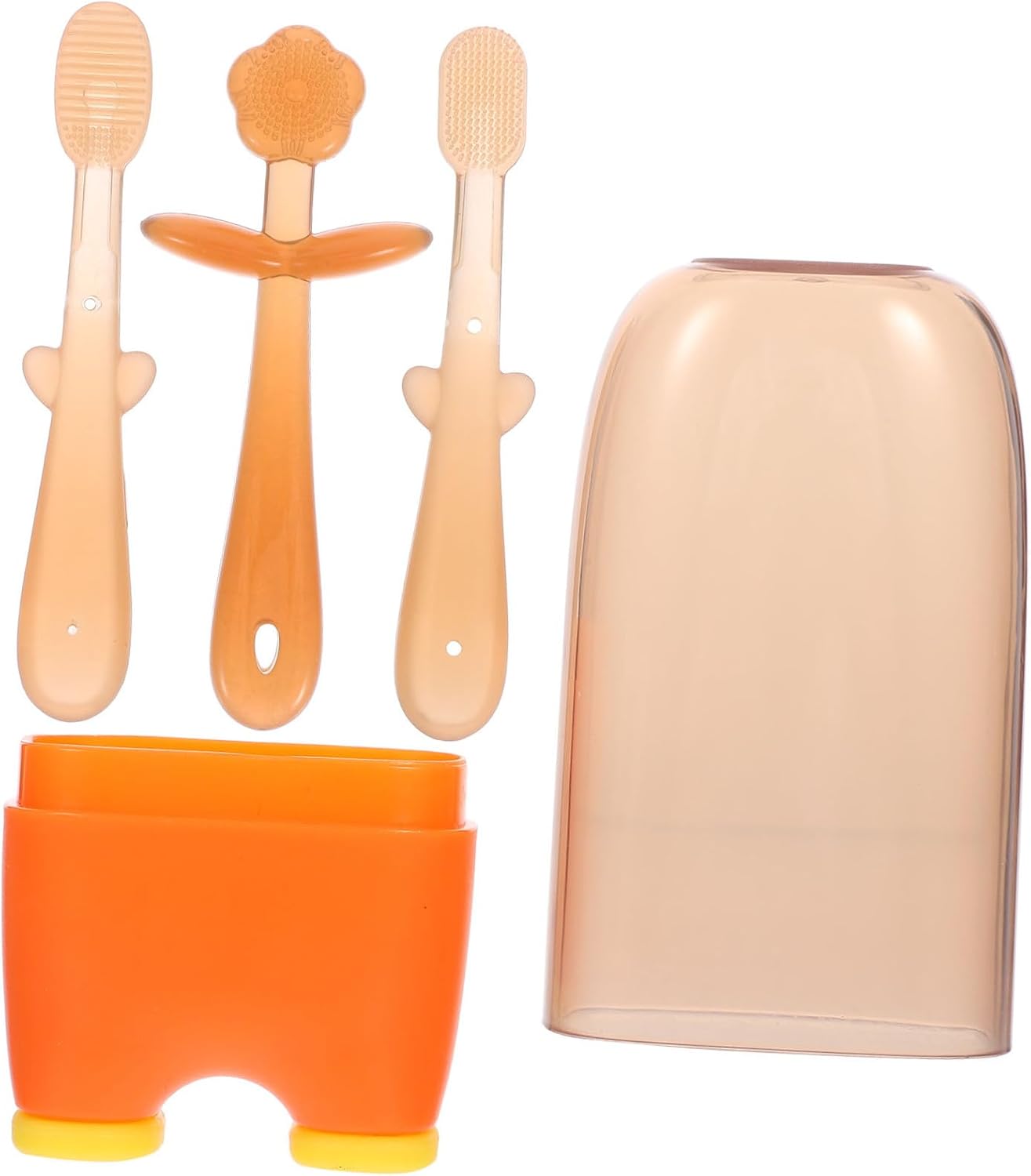 BESTYASH Silicone Toothbrush 3pcs Soft Safety Silicone Brush Oral Care Tongue Cleaner for Newborns