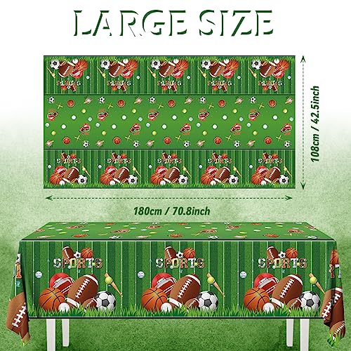 Image of Sports Theme Birthday Party Supplies,3pcs Sports Plastic Tablecloths Disposable All Star Table Covers Soccer Basketball Baseball Football Theme Table Cloth Decoration