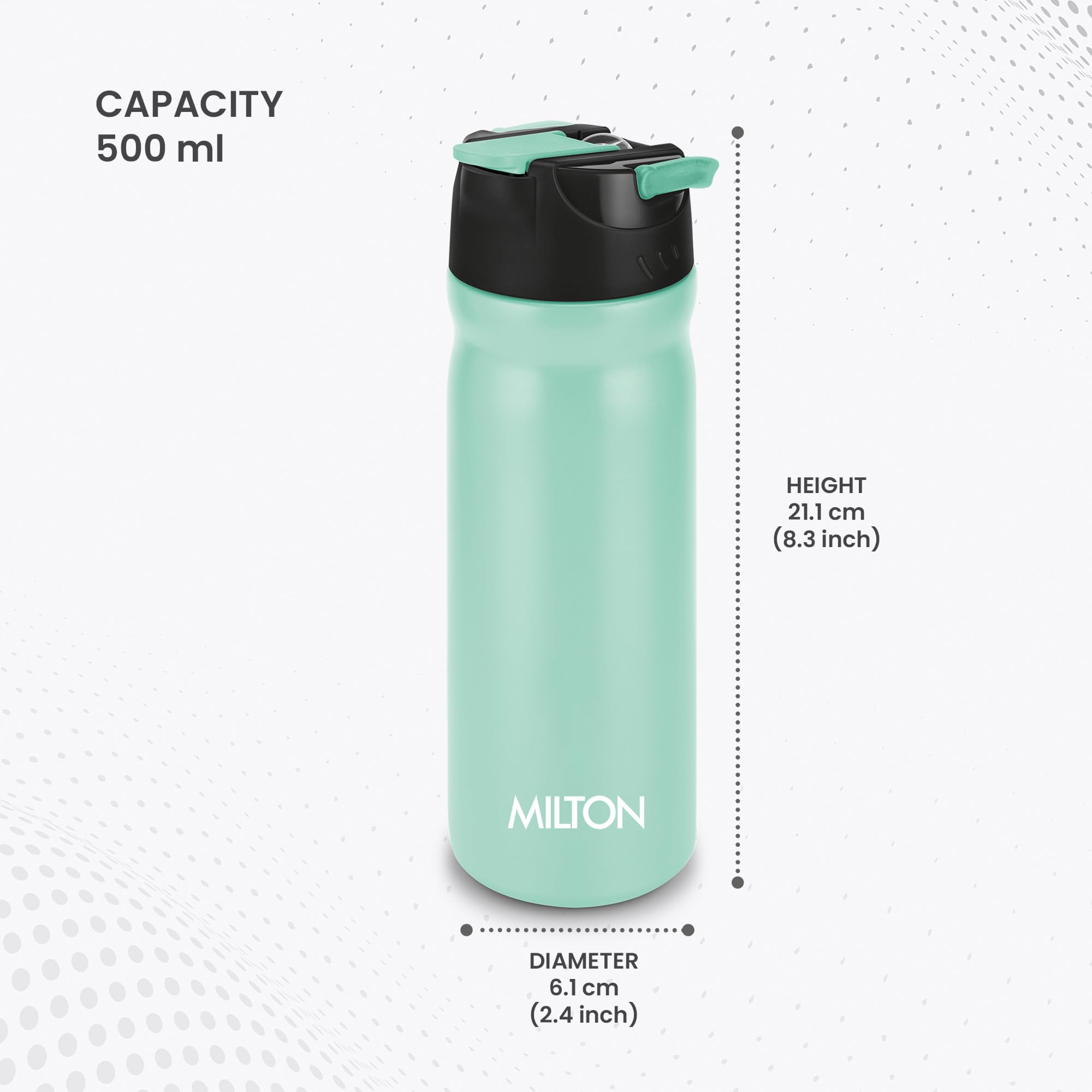 MILTON Max 600 Stainless Steel Sipper Water Bottle 500 ml, Single Walled, ISI Certified I Leak Proof Lid, Rust Proof I for School, Office, Gym I Aqua Green — Amazon image 5