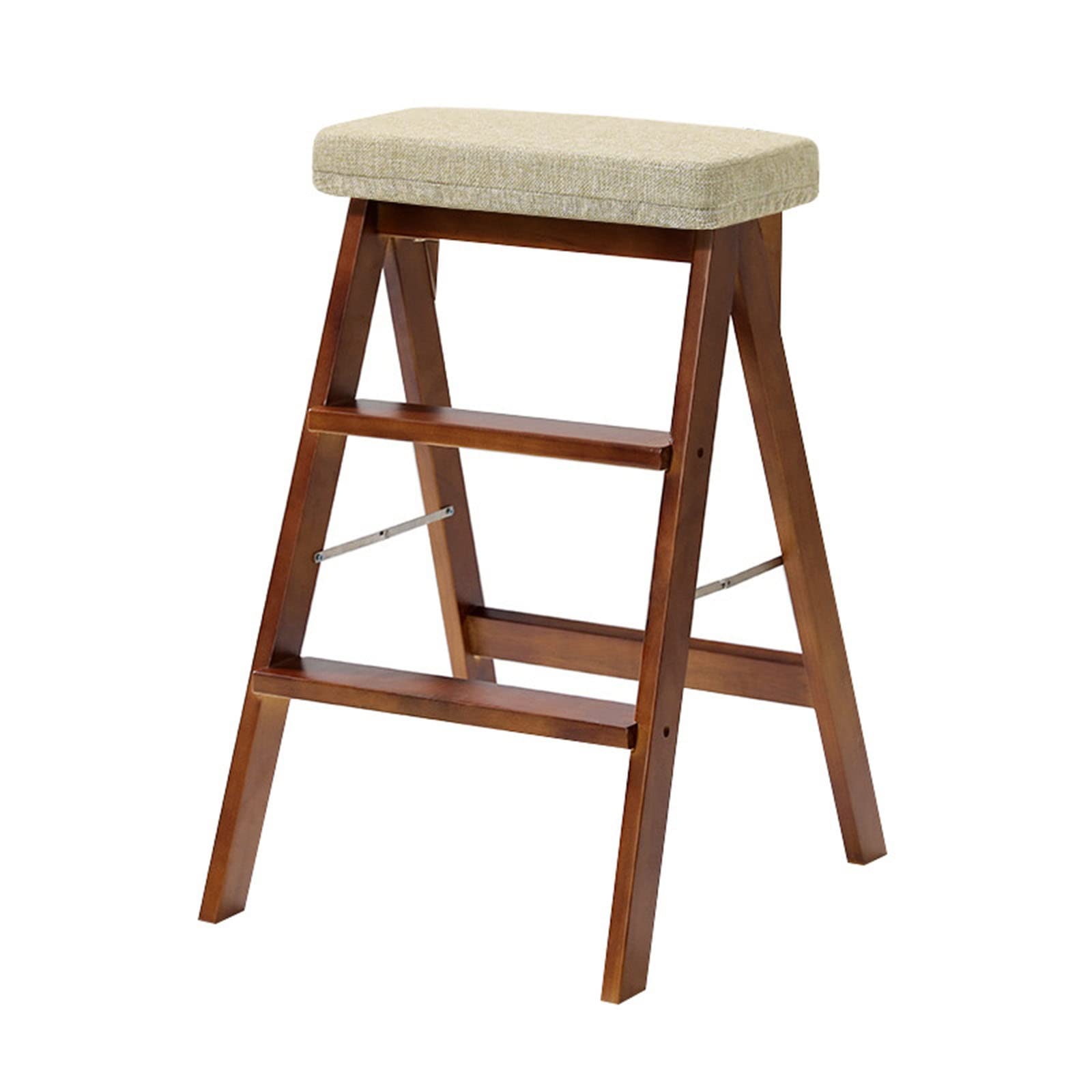 Taburete plegable de madera para biblioteca y cocina con asiento acolchado