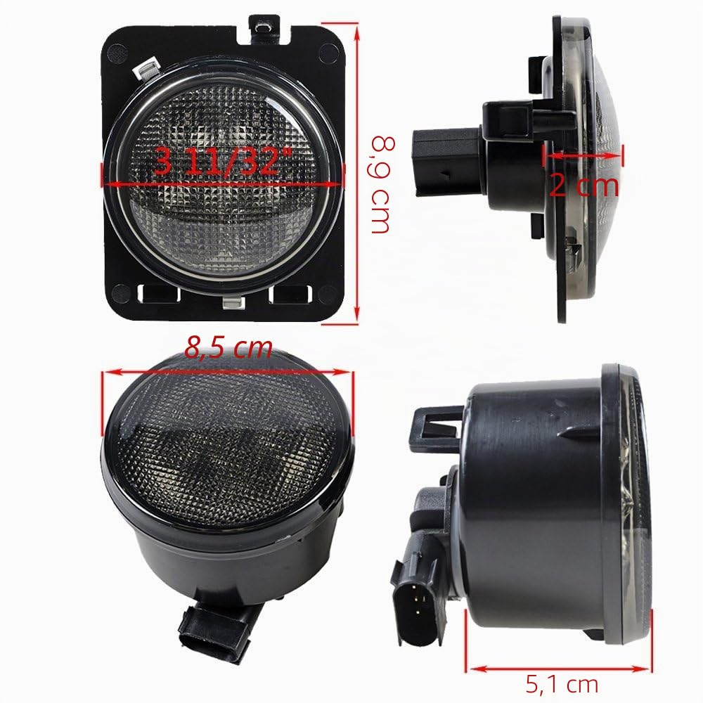 2007-2018 Wrangler JK Jku SMOKE LENS Yellow LED parafango anteriore di ricambio di indicatore di direzione e luce di indicatore laterale assemblaggio