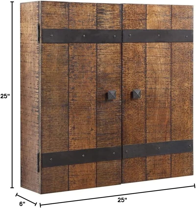 Hathaway Drifter Solid Wood Dartboard & Set Rustic Oak