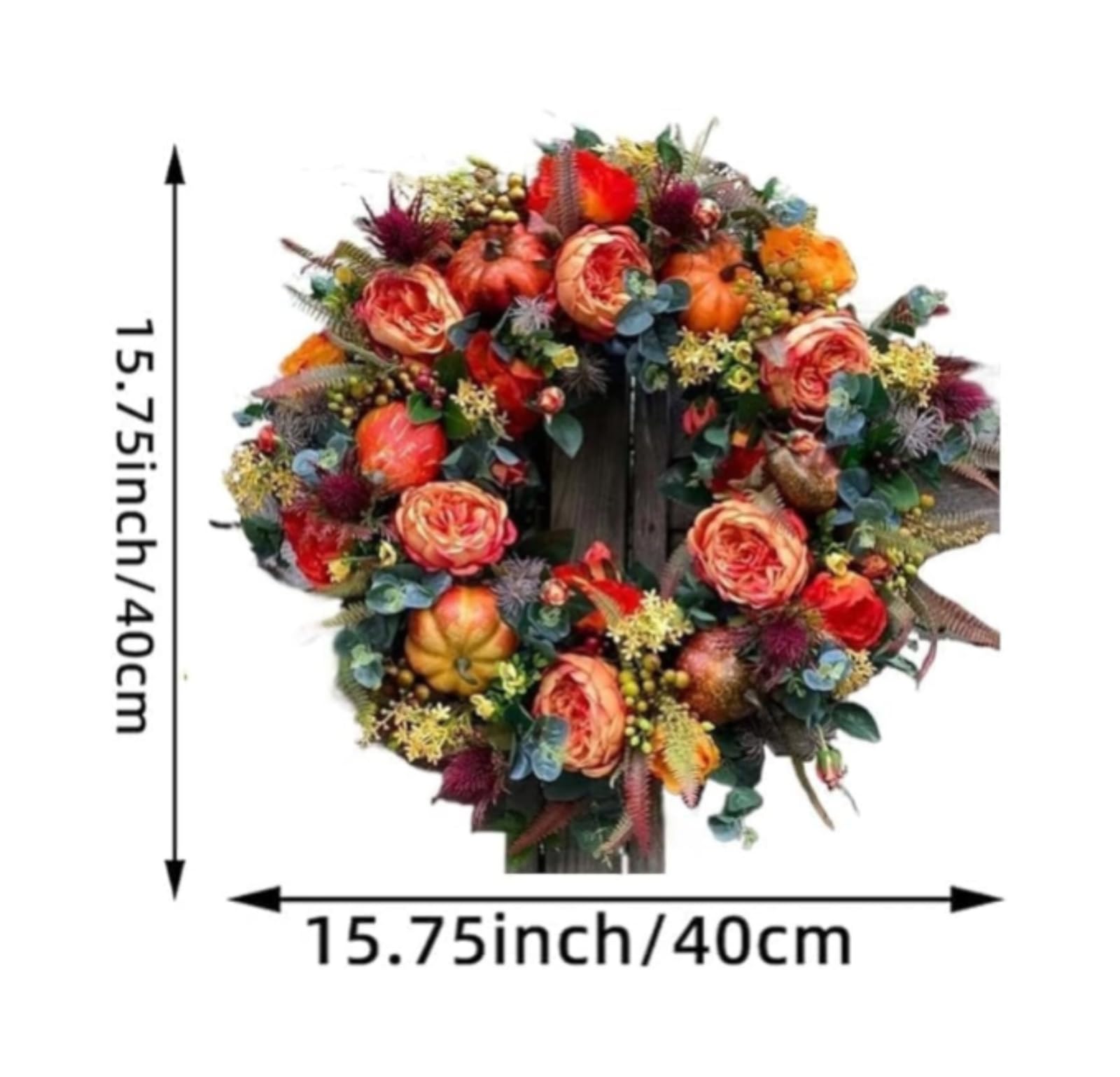 Ghirlanda Artificiale Autunnale Di Peonie E Zucche Da Porta D'entrata