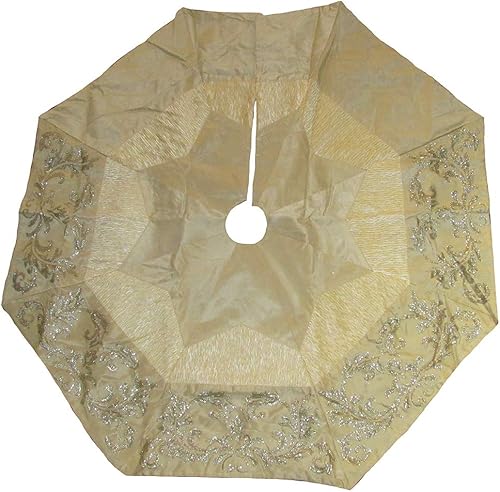 Miniatura 2 de Kurt S. Adler Falda de árbol de lentejuelas doradas y marfil de 50 pulgadas