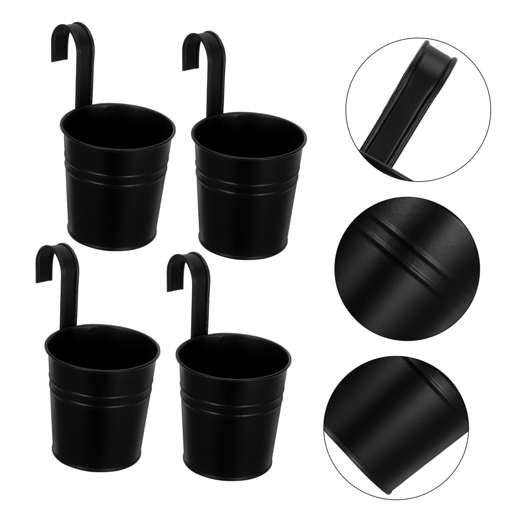 GALPADA Fioriere Sospese in Metallo per Piante da Interno ed Esterno, Set 6 Pezzi Nero Fori, Portavasi da Balcone e Patio per Decorazione Rustica e Multiuso