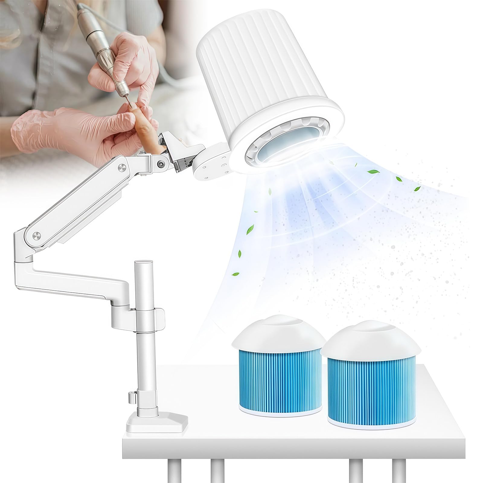 Odkurzacz Do Pyłu Do Pedicure, Oryginalny Próżniowy Odkurzacz Z LED & 1 Filtrem, Regulowane Ssanie dla Pedicure & Manicure DesktopMount