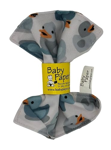 Original Baby Paper - Mordedor de arrugas y juguete sensorial para bebés y lactantes  Impresión de patitos  No tóxico, lavable  Ideal para baby