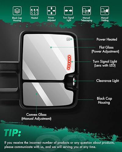 Miniatura 2 de Dos espejos SCITOO para 07-14 Chevy GMC puerta de remolque espejos laterales par de luces térmicas indicadoras de humo LED