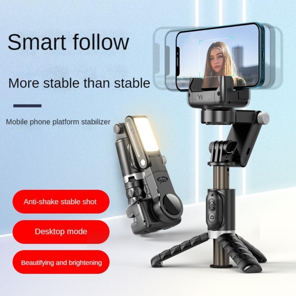 Stabilizator aparatu do iPhone'a Selfie Stick Panoramiczny dalszy stabilizator zapobiegający wstrząsom ręczny stabilizator panoramiczny stabilizator obrotu/pochylenia na żywo światło