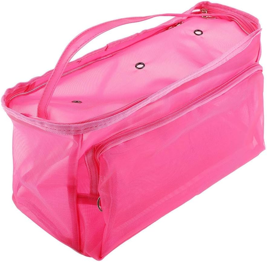 Fdit Knitting Bag Yarn Storage/Portable Tote Crochet 3 Holes Storage Bags to Yarn Prevent Tangling(Rose Red)