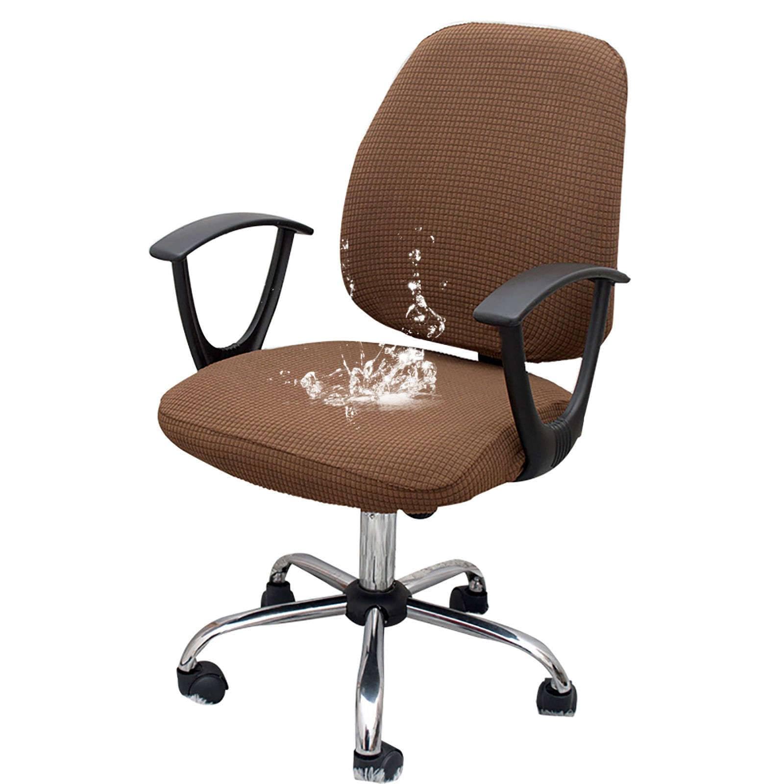 ZRCYXDW Waterproof Office Chair Cover, Stretch Spandex Desk Chair Cover Split Computer Chair Cover For Office Chair Swivel Chair-Light coffee-2 Piece — image 1