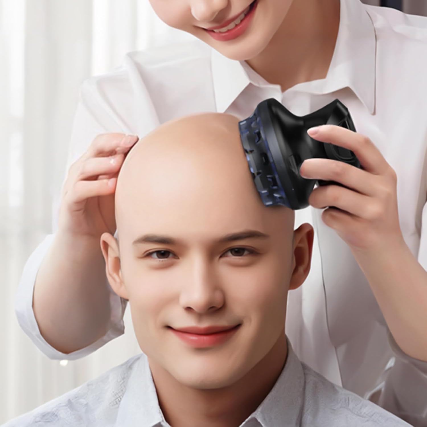 Rechargeable Bald Head Shaver for Men & Women, Portable Electric Hair Removal Machine with LED Power Display, Cordless Stainless Steel Shaving Tool, USB C Charging (8x6.5cm)