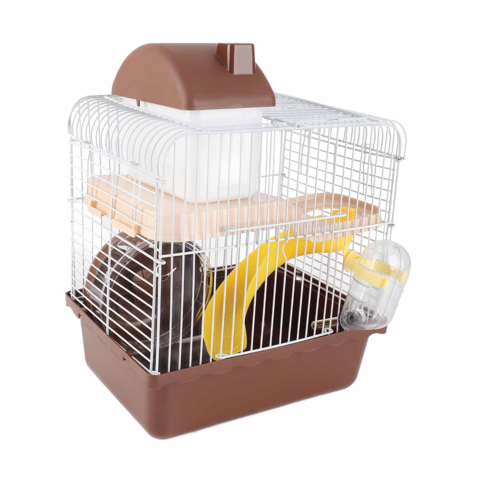 Generic Large Space 2 Tier Hamster Cage Ventilated Removable Cover for Small Pet Cage, Suitable for Rabbits Plastic, Wire (Coffee)