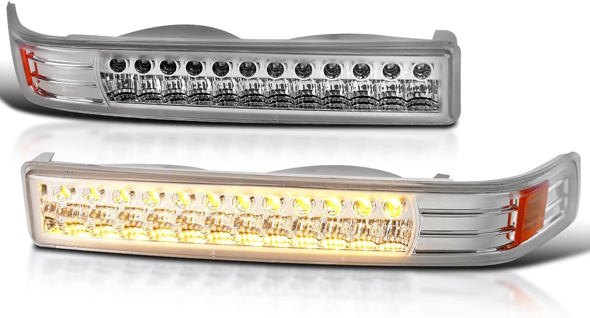 SPEC-D TUNING Black Housing Clear Lens LED Bumper Lights Compatible with 1998-2004 Chevy S10 Blazer GMC Sonoma L+R Pair Assembly