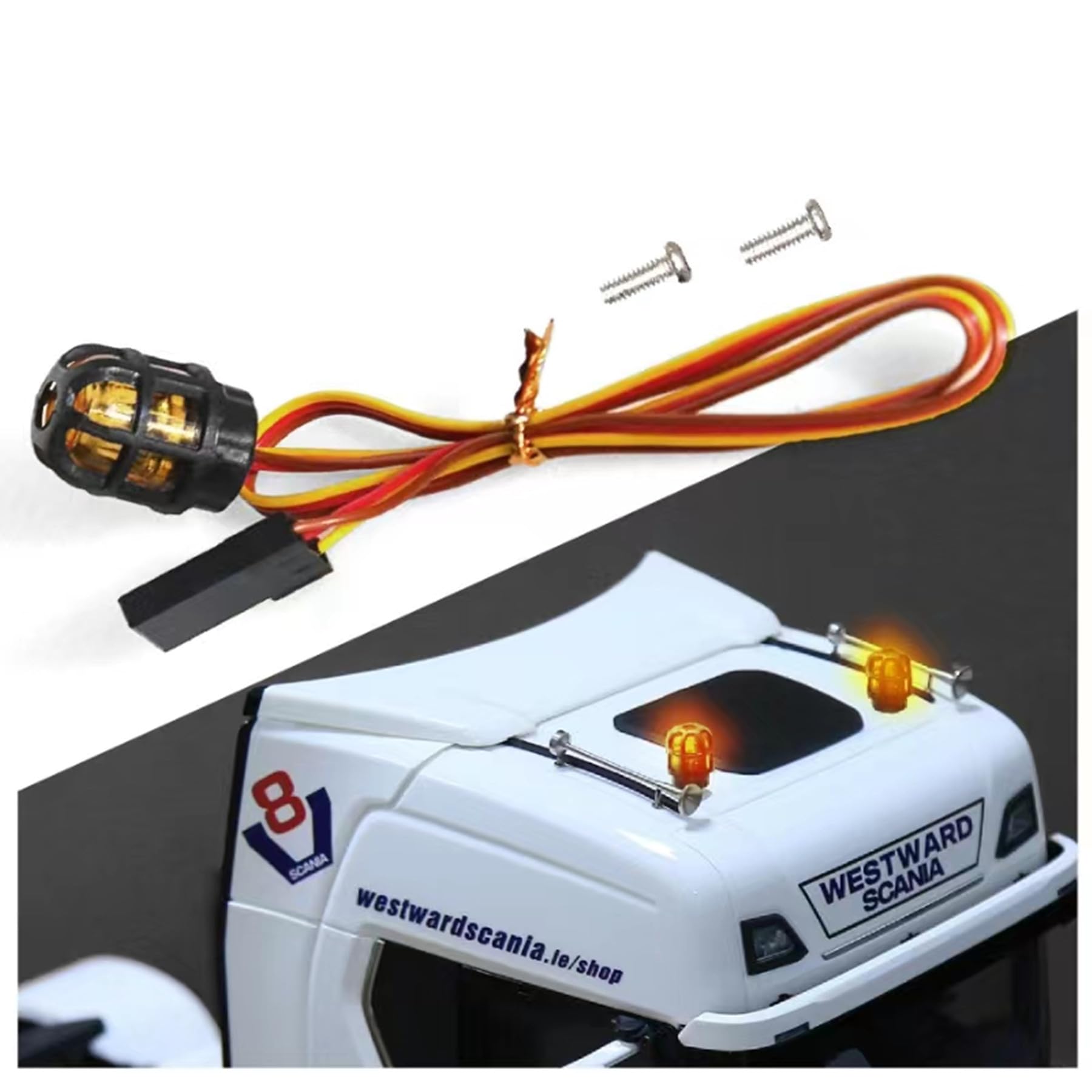 Dantenron 1/10 RC Car Simulation Police Lights Multi-Function 360 Degree Rotating Explosion-Proof Flash LED Lamp For 1/8 1/14 Crawler Off Road Buggy Tractor Truck Cars HSP Axial Arrma Traxxas Airplane