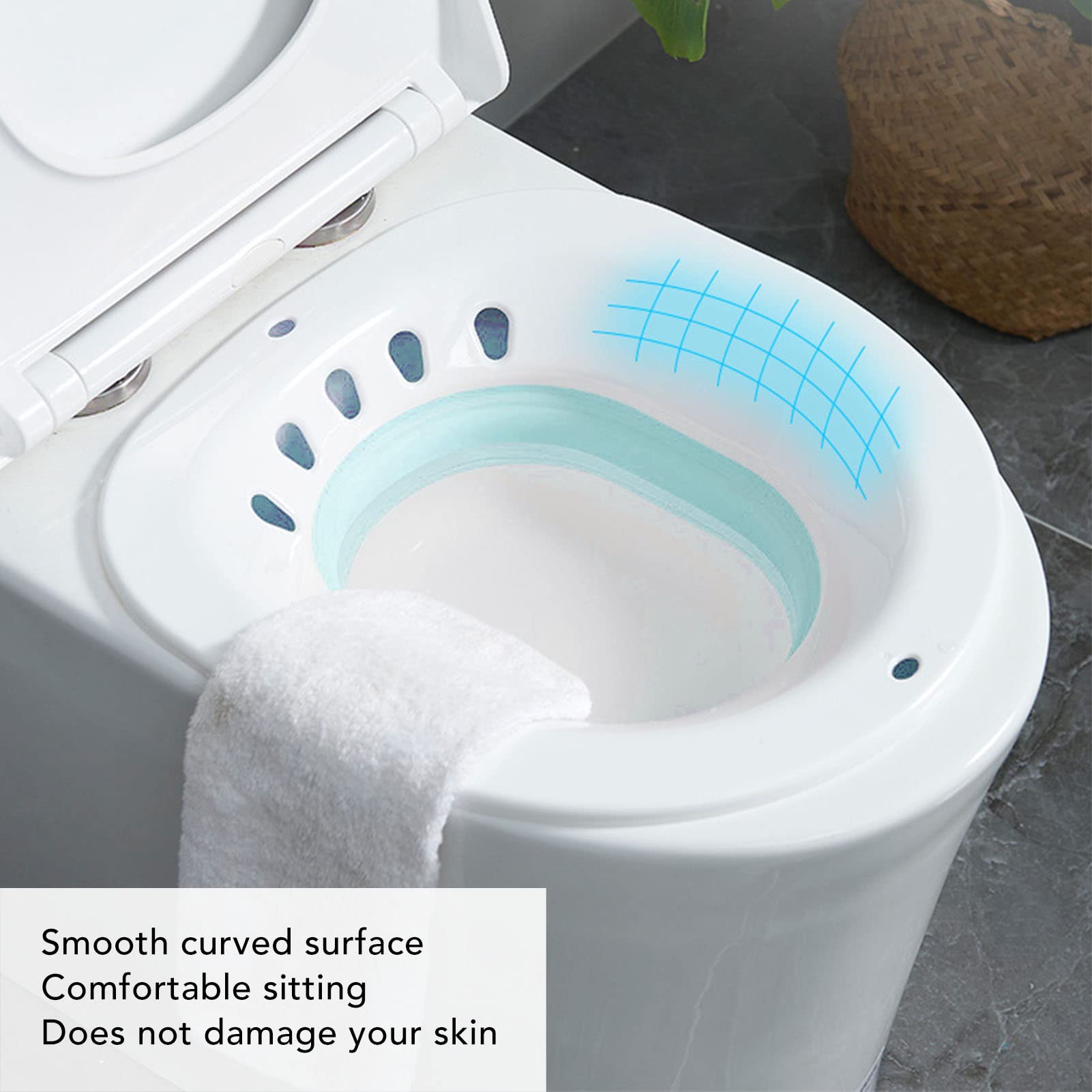 Sitz Bath per Sedile del Water, WC Dopo il Parto Squat Riduce il Dolore A Prova di Fuoriuscita di Acqua Massaggio Sitz Bath Pieghevole con Sciacquone(Verde)