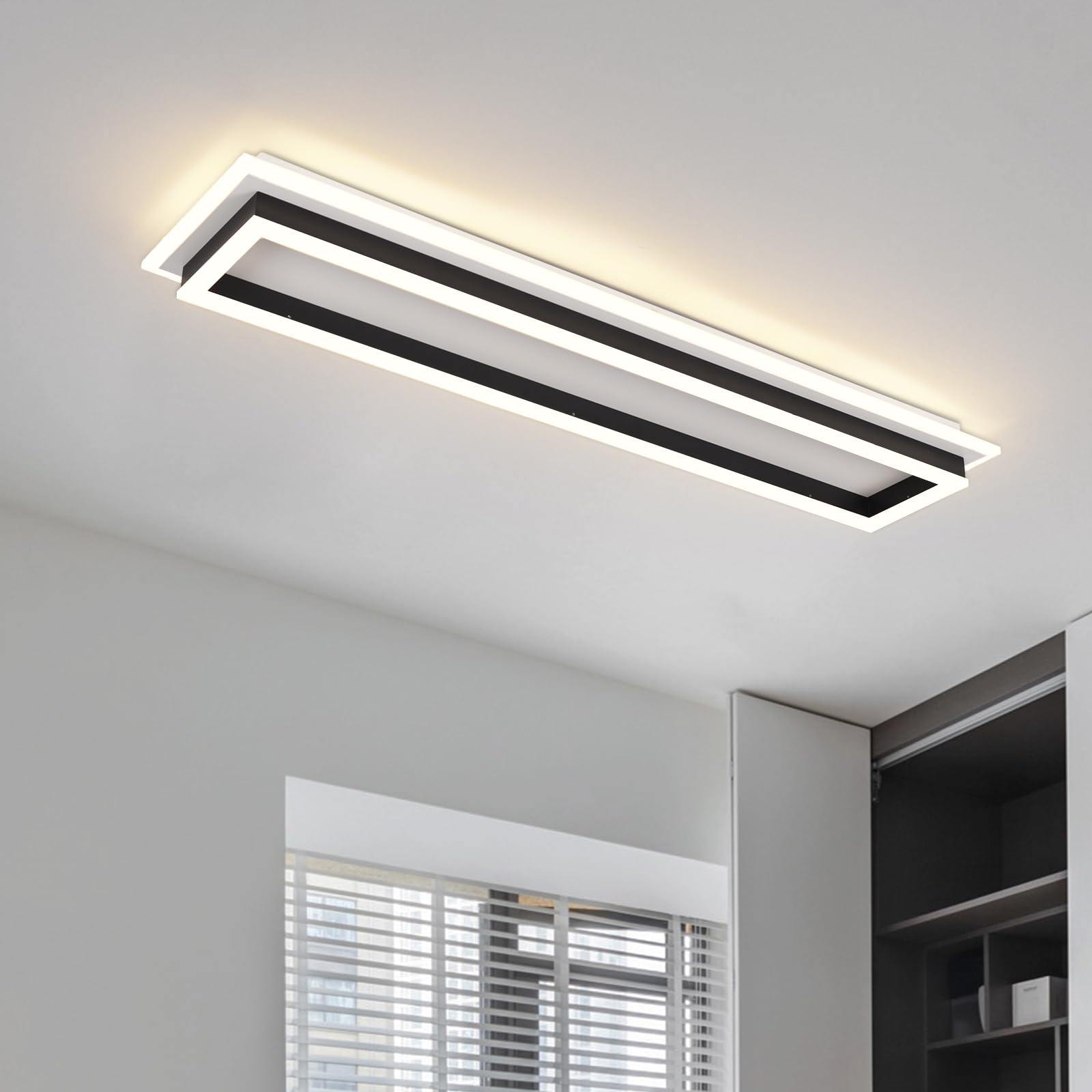 Photo 1 of Vloitgol Dimmable Led Ceiling Light with Remote Control 31.5in Modern Linear Flush Mount Ceiling Lighting Fixture Acrylic Long Ceiling Lamp for Living Room Kitchen Dining Room Hallway