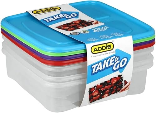4pce 600ml Take & Go Foodsaver | Set of 4, Leak-Proof Lids, BPA-Free Plastic, Freezer & Dishwasher Safe, Stackable Design