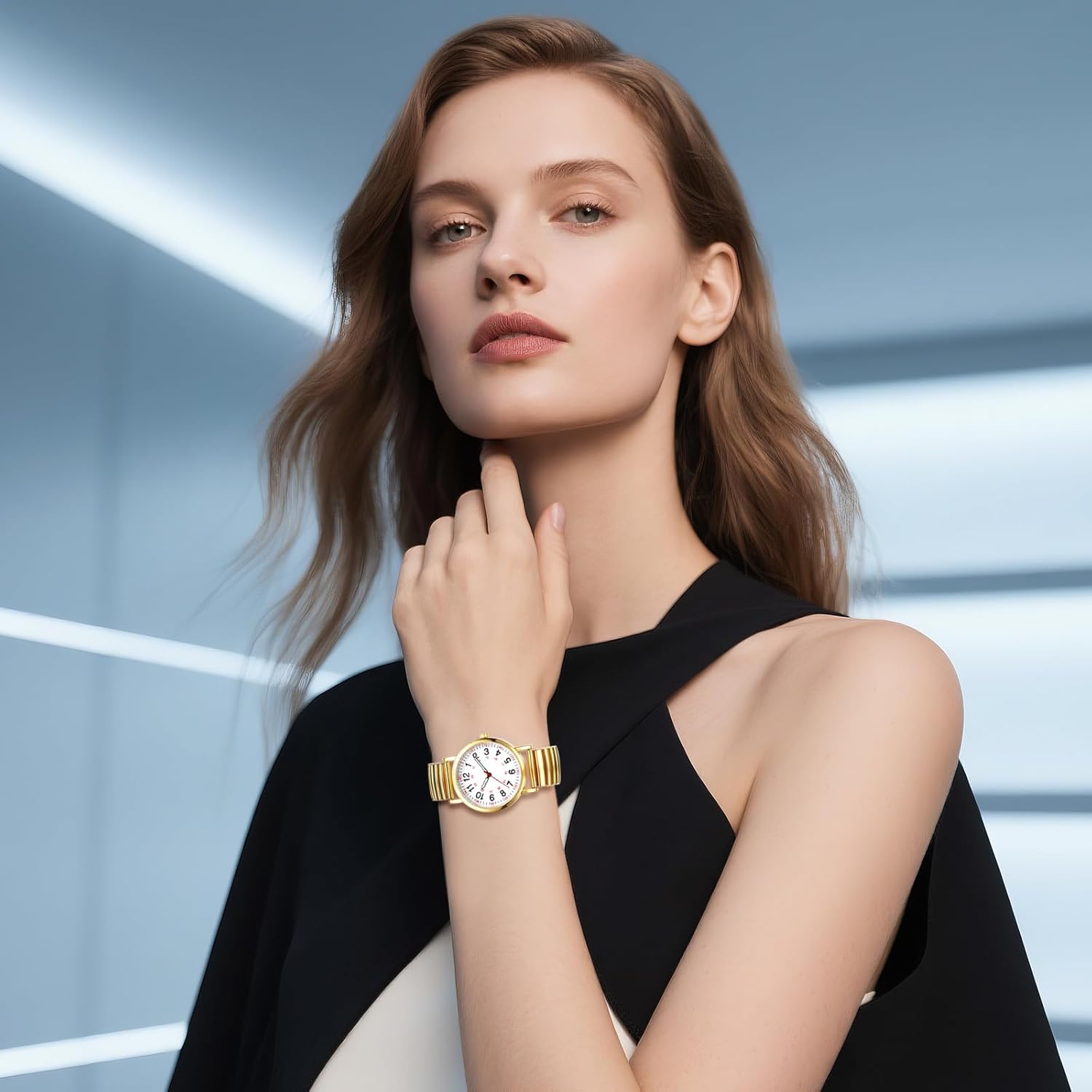 Avaner Women's Stretch Band Watches: Elastic Strap Ladies Large Face Gold Silver Quartz Easy Reader Bracelet Wrist Watch - Image 4