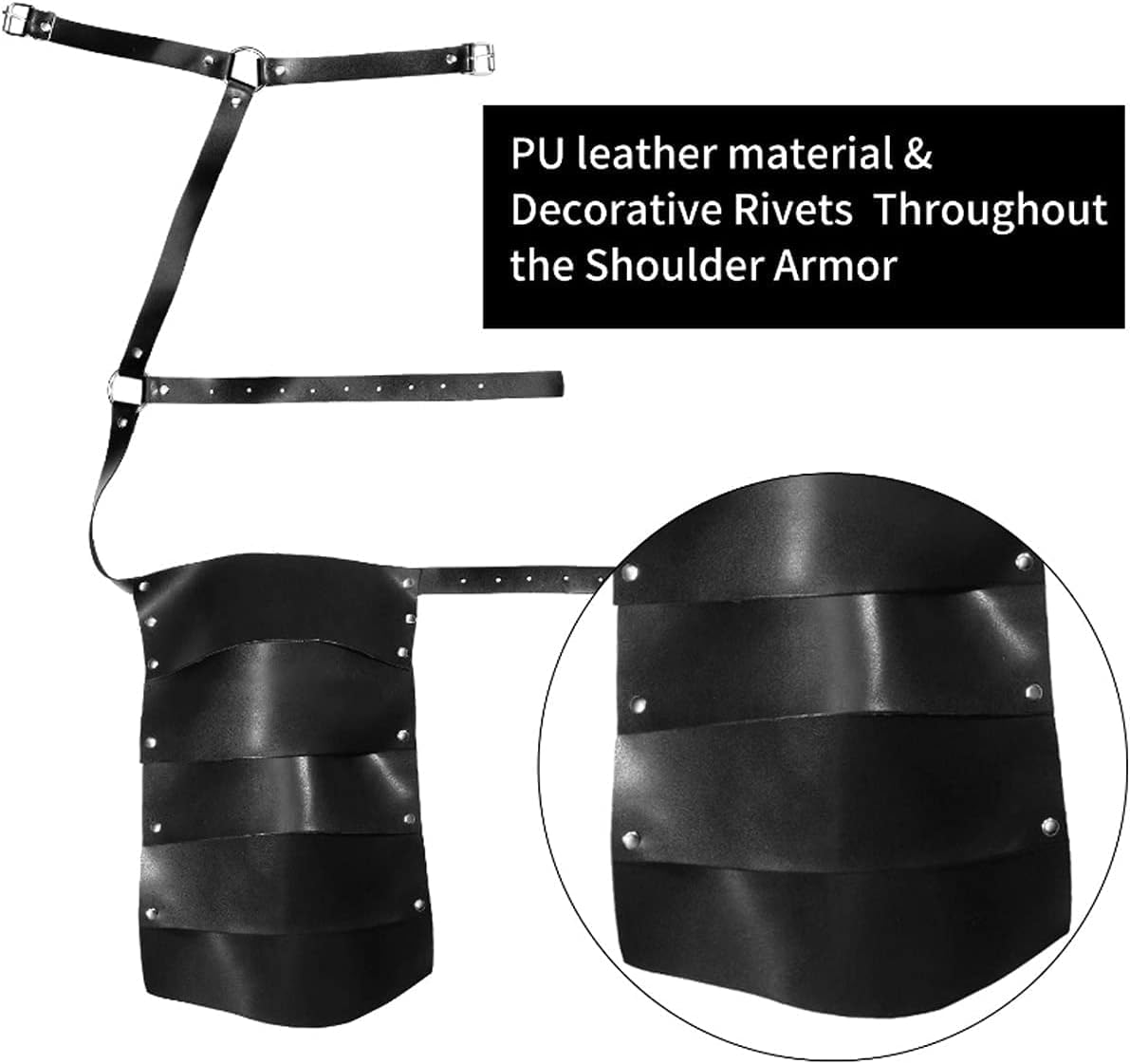 Steampunk Shoulder Armor, Medieval Gothic Vintage Leather One-Shoulder Armor with Cloak Stand, Halloween Cosplay Party Roman Warrior Play