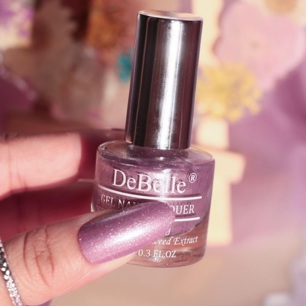 DeBelle Gel Nail Lacquer Finish Adorable Amelia(Purple with Pink Glitter), 8 Ml-Enriched With Natural Seaweed Extract, Cruelty Free, 21 Free Formula - Image 8 thumbnail