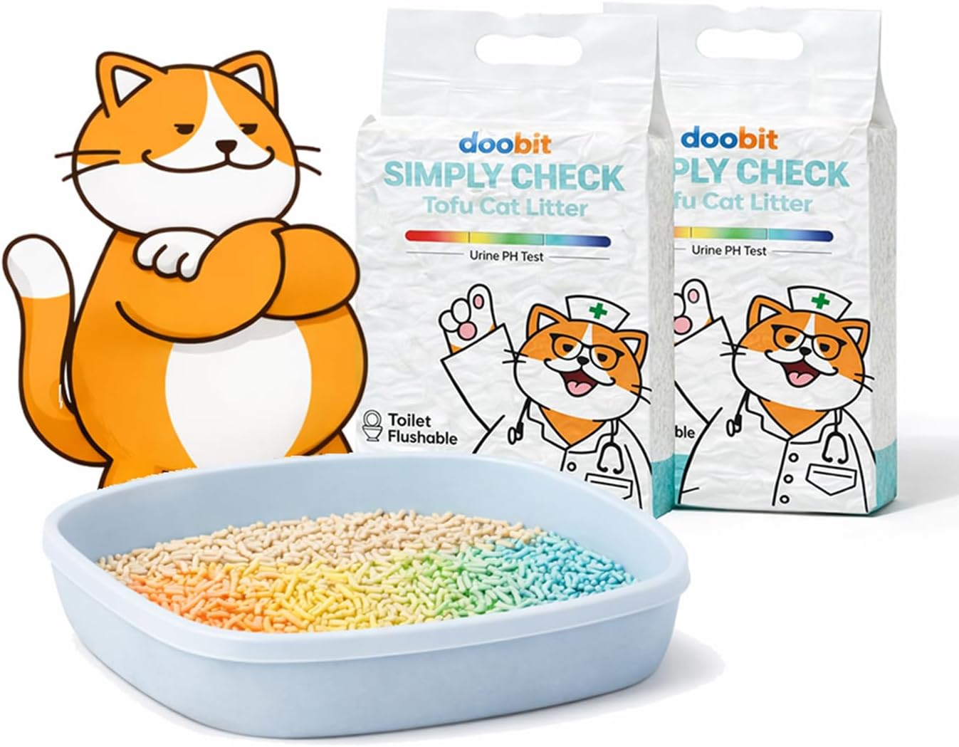Simply Check Cat Urine PH Test Tofu Litter,11.4LBS(5.7lb x2pack) Color Changing pH Indicator, at Home Feline Urine Test Strips,Less Tracking,Cat Urinary&Bladder Health Monitor,UTI Test Strips