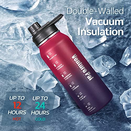 Venture Pal Insulated Water Bottle, 32Oz Leak-Proof Vacuum Thermos With Strainer, Straw & Spout Lid For Sports #TOP2